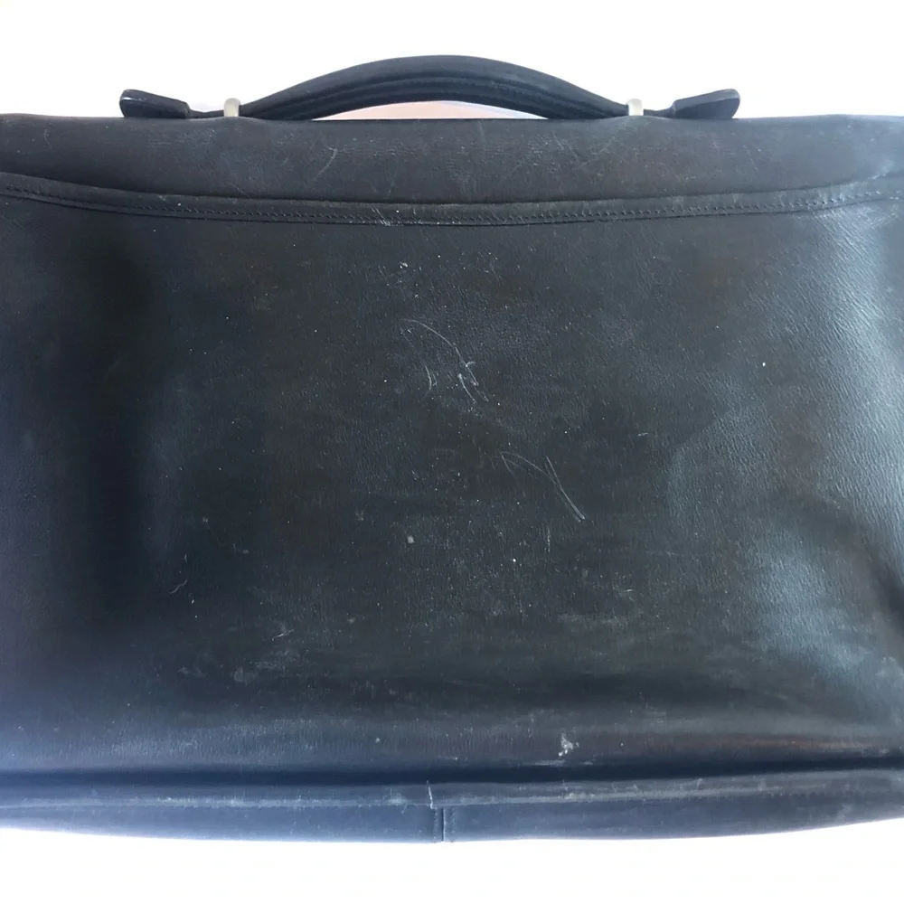 Coach Black Leather Briefcase with Turnlock